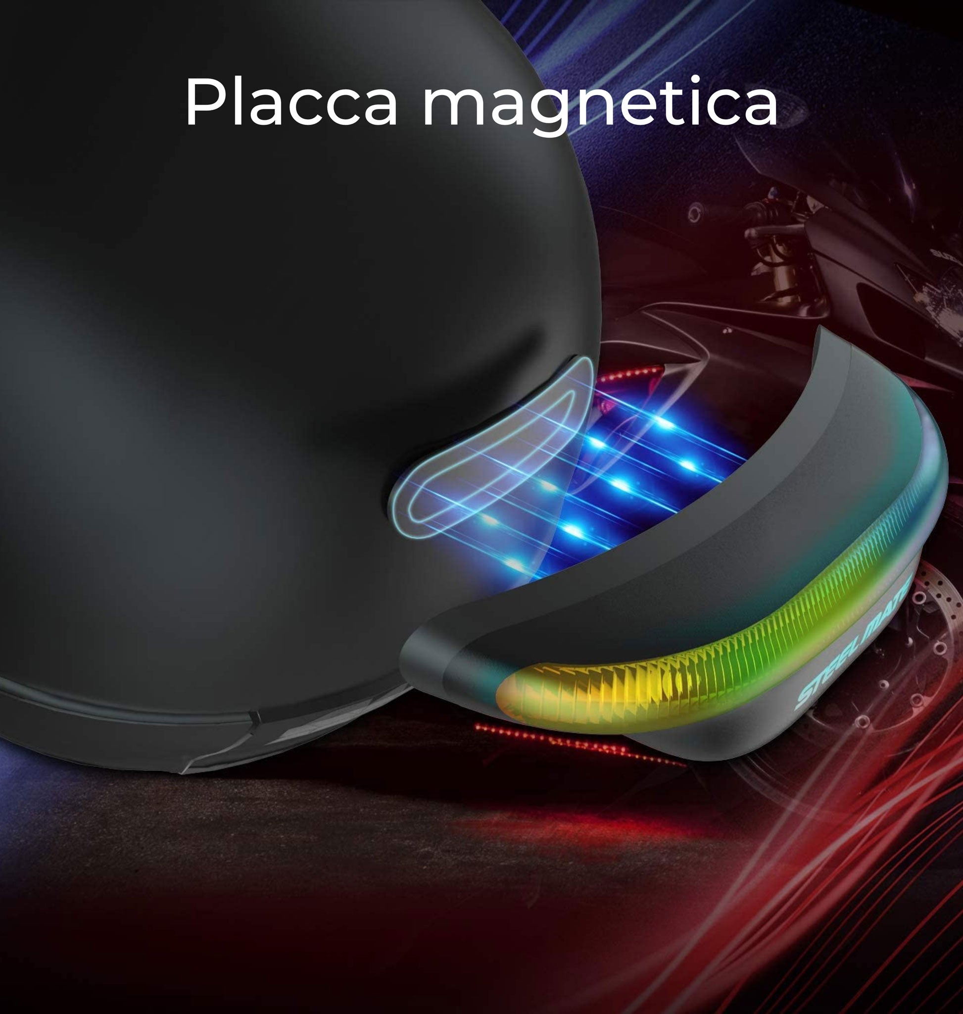 Luce Per Casco Cosmo Moto: Posteriore Smart, Con Rilevamento Cadute, Condivisione Percorso, Luci Freno E Emergenza, Bianco Brillante, Base Magnetica