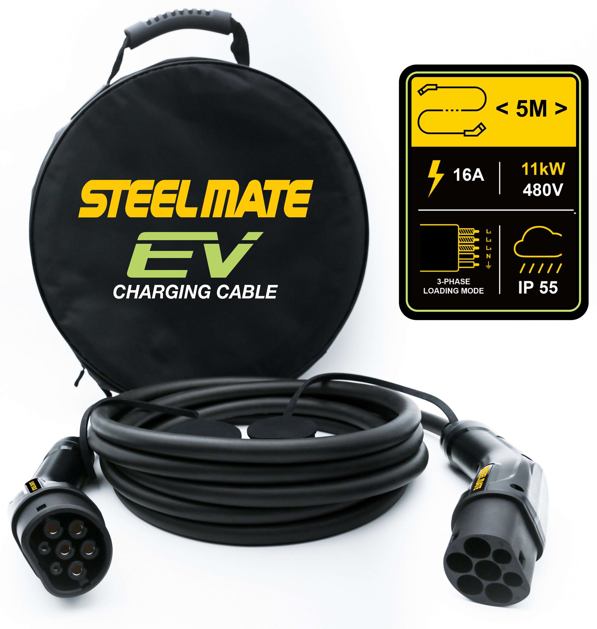 Cavo Di Ricarica Per Auto Elettriche Tipo 2 (Modo 3) 11 KW, 5 Metri, IP55 Adatto Cavo Di Ricarica Per Auto Elettriche Tipo 2 (Modo 3) 11 KW, 5 Metri, IP55 Adatto